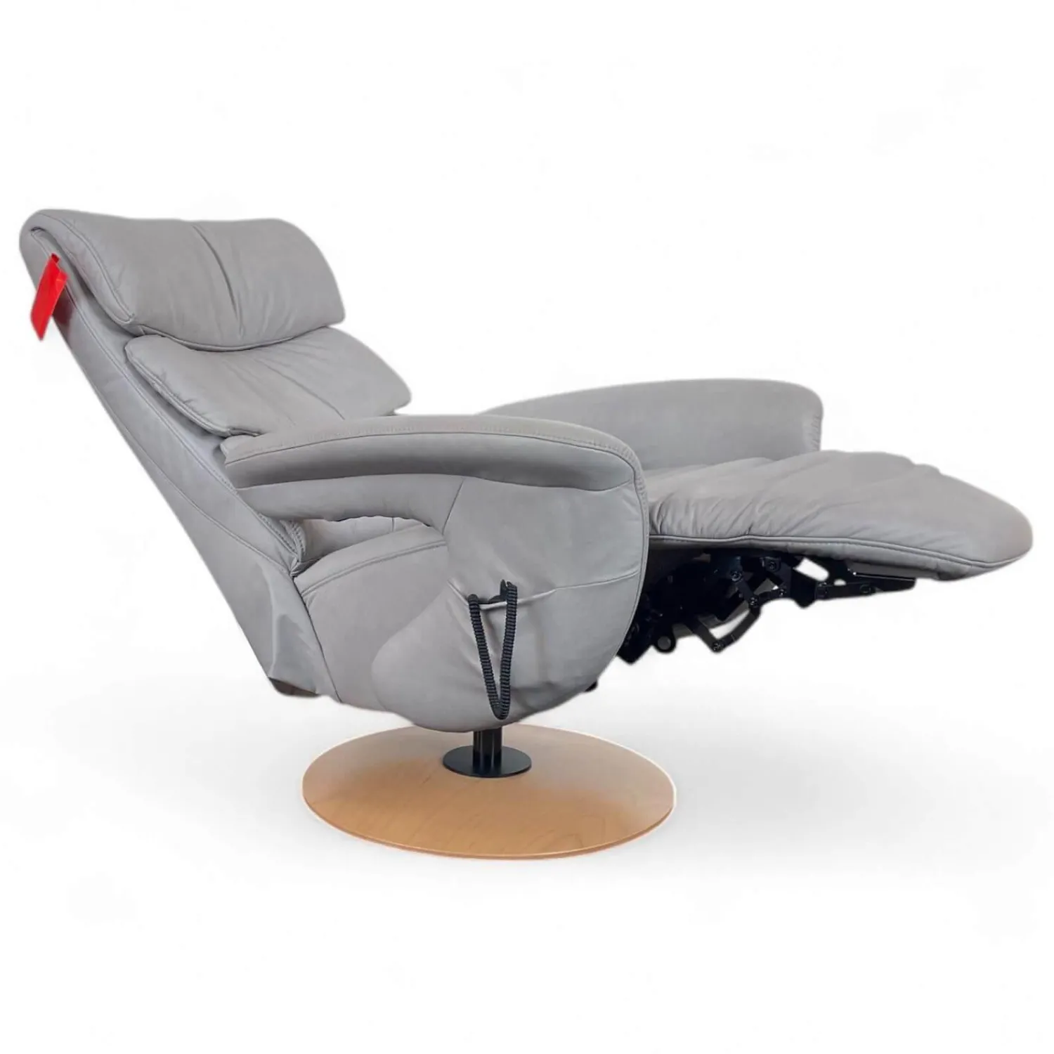 himolla Relaxsessel|Relaxsessel 7428 Easy Swing XL Nappe Leder 22 Soft Asche Grau Holzteller Buche 2 Motorig Mit Aufstehhilfe