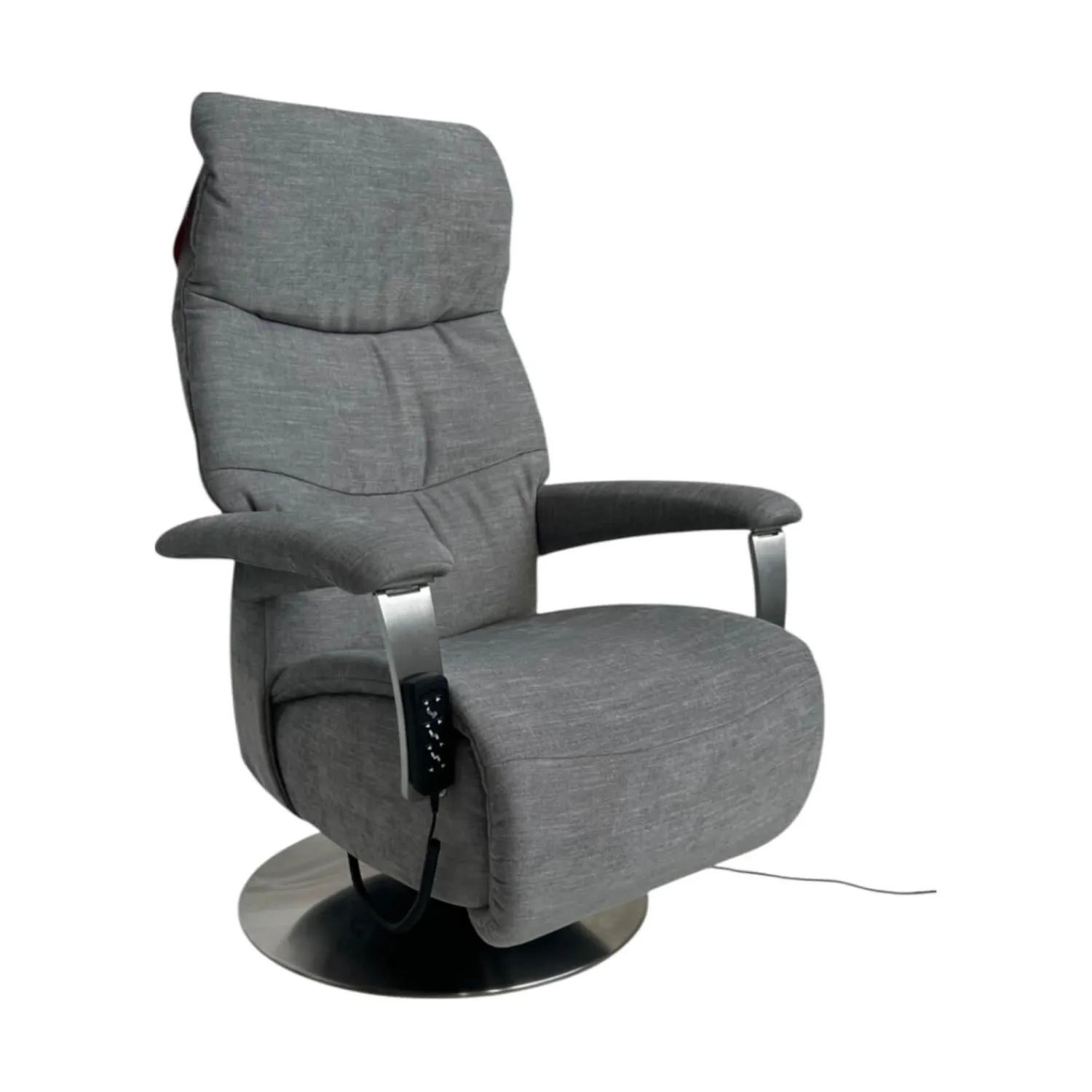 himolla Relaxsessel|Relaxsessel 7050 Easyswing M Stoff Leeds Platin Grau Fuß Teller Edelstahloptik Mit Elektrischer Kopfteilverstellung