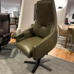 WK Wohnen Relaxsessel|Relaxsessel 683 Haily Lift Up Leder Polo 1102 Grün 5 Stern Fuß Stahl Schwarz Mit Aufstehhilfe