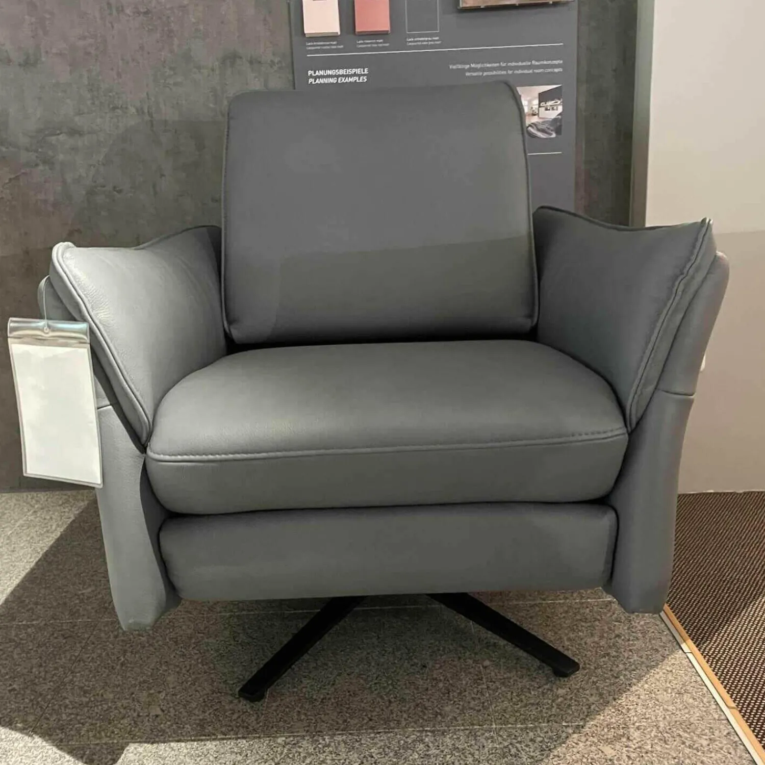 himolla Relaxsessel|Relax-Sessel 7169 Leder 24 Longlife Rustica Azuro Sternfuß Anthrazit