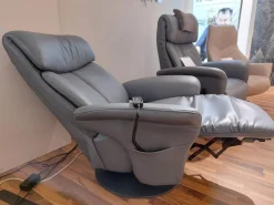 himolla Relaxsessel|Relaxsessel 7727 Type 86O Leder Longlife Rustica Azuro Grau Blau Tellerfuß Stahl Anthrazit Mit Verstellungen 2 Motorisch