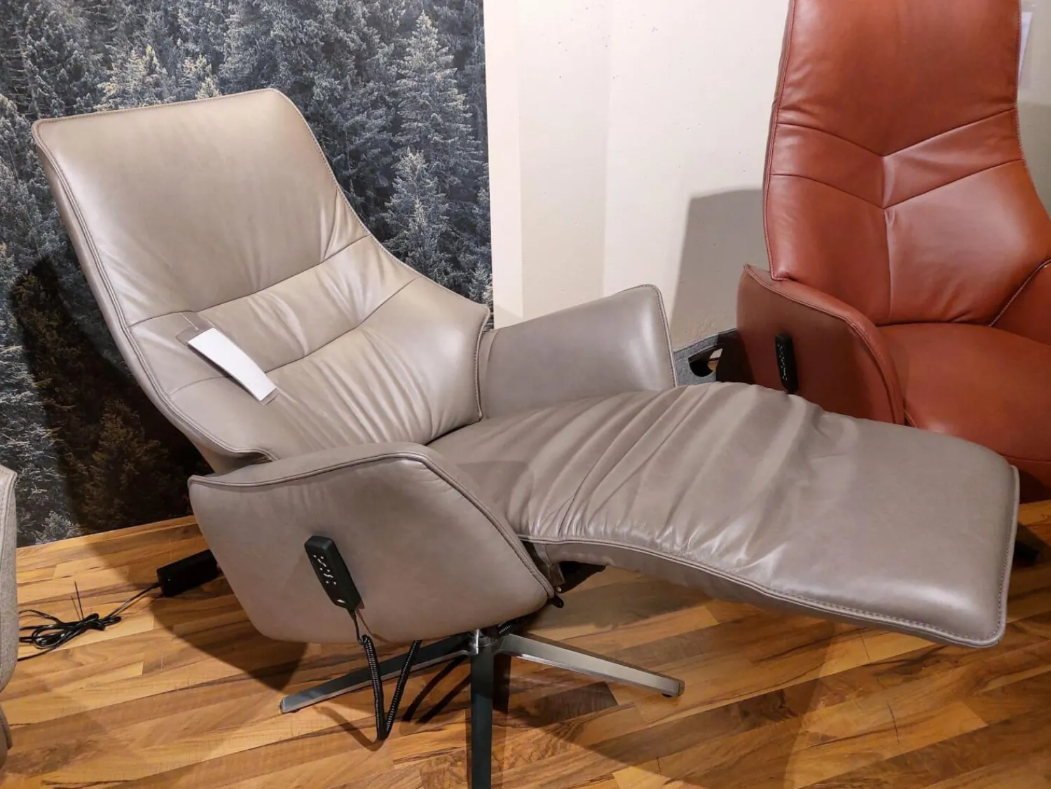 himolla Relaxsessel|Relaxsessel 7905 Type 27U Leder Soft Nappa Shadow Grau Sternfuß Stahl Edelstahloptik Mit Verstellungen 3 Motorisch