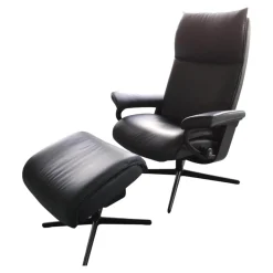 Stressless Relaxsessel|Relaxsessel Aura M Leder Paloma Shadow Blue Dunkelblau Cross Sessel mir Hocker