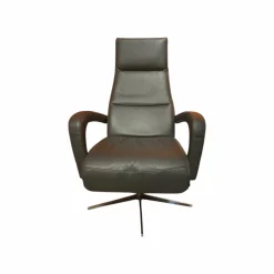 DFM Relaxsessel|Relaxsessel Balok Innen Leder Anthrazit Außen Stoff Aubergine Violett Gestell Kreuzfuß Edelstahl Drehbar