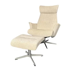 Conform Relaxsessel|Relaxsessel Beyoung Stoff Mercedes 1429 03 Cream Creme Fuß Aluminium Inklusive Hocker