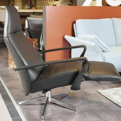 Jori Relaxsessel|Relaxsessel Bolero Mini Leder Schwarz Gestell Silber