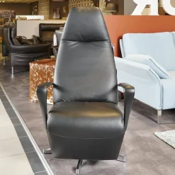 Jori Relaxsessel|Relaxsessel Bolero Mini Leder Schwarz Gestell Silber