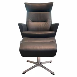 Conform Relaxsessel|Relaxsessel Caro Leder Dunkelblau Gestell Aluminium Drehbar mit Hocker