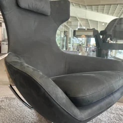 Leolux Relaxsessel|Relaxsessel Caruzzo Leder Danza 100 Phantom Anthrazit Fuß Pure 4 Strahlig Aluminium Poliert Mit Hocker