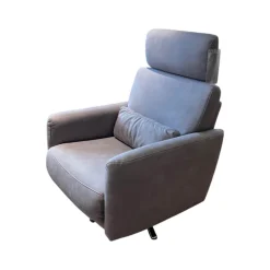 Global Relaxsessel|Relaxsessel Cornella Style Stoff Bulus FB32 Silber Grau Sternfuß Metall Chrom Glänzend Inklusive Kopfstütze