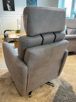 Global Relaxsessel|Relaxsessel Cornella Style Stoff Bulus FB32 Silber Grau Sternfuß Metall Chrom Glänzend Inklusive Kopfstütze