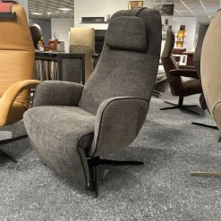 Jori Relaxsessel|Relaxsessel Cosy Ghost JR 7790 Stoff Giada C096 3 Blau Grau Meliert 4 Sternfuß Gewellt Matt Schwarz Lackiert