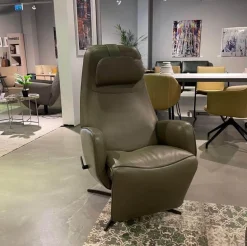 Jori Relaxsessel|Relaxsessel Cosy Ghost Leder Lipano Oliva Grün Gestell 4 Sternfuß Bronze Matt Schwarz Lackiert Inklusive Kopfkissen