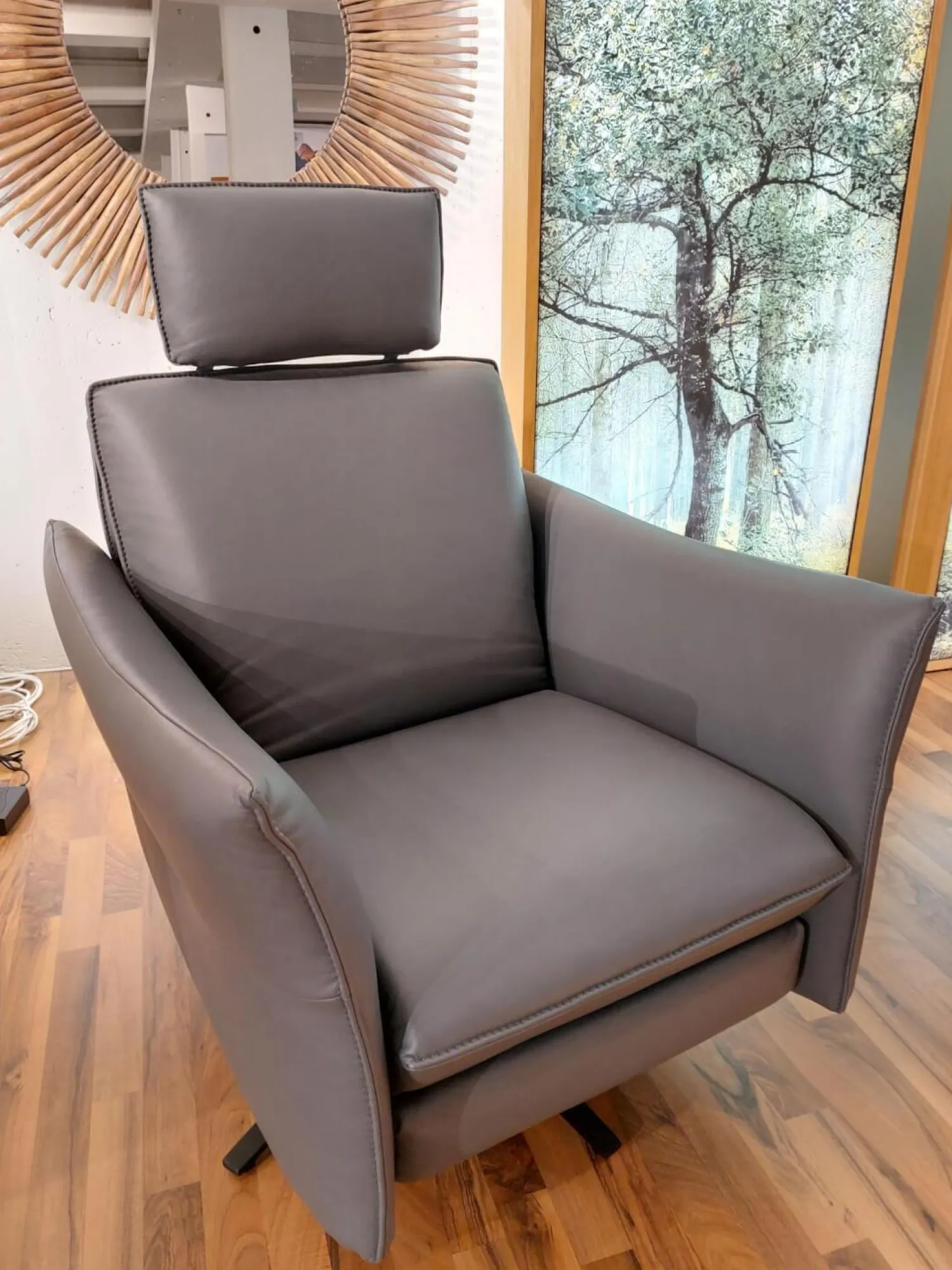 himolla Relaxsessel|Relaxsessel Cumurex 7916 Leder Longlife Aqua Grau Blau Sternfuß Stahl Anthrazit Mit Manuellen Verstellungen