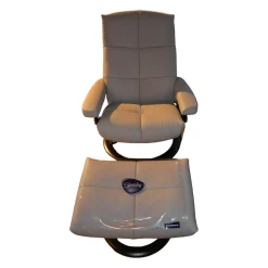 Stressless Relaxsessel|Relaxsessel David M Leder Batick Platinum Grey mit Hocker