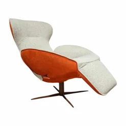 Jori Relaxsessel|Relaxsessel Daydreamer Mono-Move Medi Innen Stoff Thuile C0001 Cremeweiß Außen Leder Nubuck Rosso Orange