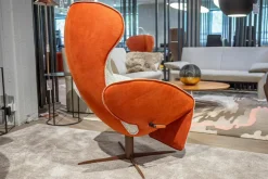 Jori Relaxsessel|Relaxsessel Daydreamer Mono-Move Medi Innen Stoff Thuile C0001 Cremeweiß Außen Leder Nubuck Rosso Orange