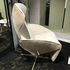 Jori Relaxsessel|Relaxsessel Daydreamer Textil Leder Innen Mumble Außen Nubukleder Creme