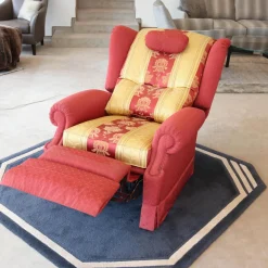 Finkeldei Relaxsessel|Relaxsessel Excalibur Stoff Rot Goldgelb Füße Mit Stoff Bezogen