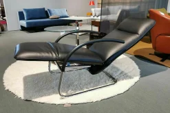 Franz Fertig Relaxsessel|Relaxsessel Fino Leder 6405 Nero Schwarz Gestell Chrom Glänzend