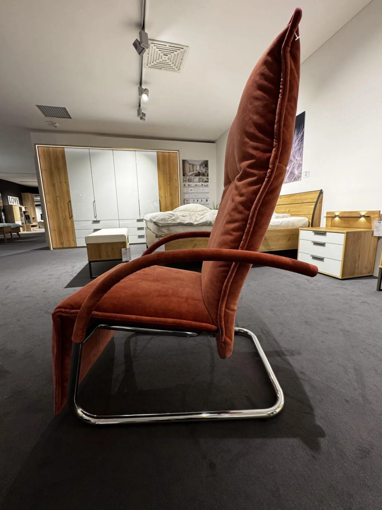 Franz Fertig Relaxsessel|Relaxsessel Fino Soft 291101 Leder Blush E1953 Rundrohrgestell Hochglanz