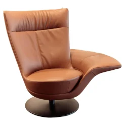 FSM Relaxsessel|Relaxsessel FM-180 Pli Bezug Leder Living Whisky Braun Tellerfuß Metall Schwarzmatt Beschichtet