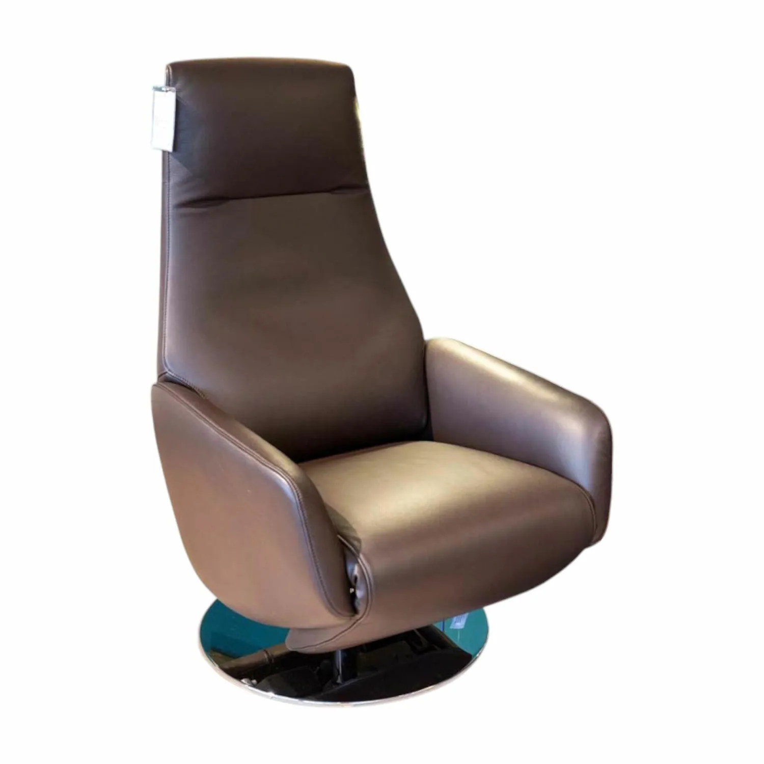 FSM Relaxsessel|Relaxsessel FM-141 Skye Leder A Cigarro Dunklebraun Gestell Verchromt Glänzend Mit Motor