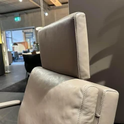 FSM Relaxsessel|Relaxsessel Gabo Leder 91 Taupe Beige Gestell Schwarz mit Fußablage und Kopfstütze