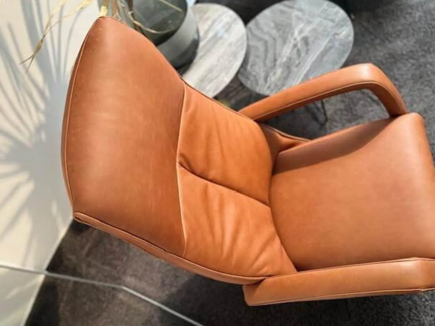 Contur Relaxsessel|Relaxsessel Girona M Leder Rancho Cognac Braun Sternfuß Edelstahl Schwarz Mit Herz Waage Funktion