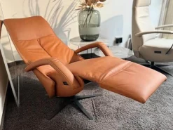 Contur Relaxsessel|Relaxsessel Girona M Leder Rancho Cognac Braun Sternfuß Edelstahl Schwarz Mit Herz Waage Funktion