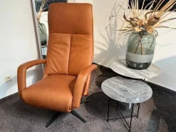 Contur Relaxsessel|Relaxsessel Girona M Leder Rancho Cognac Braun Sternfuß Edelstahl Schwarz Mit Herz Waage Funktion