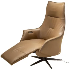 Contur Relaxsessel|Relaxsessel Girona Medium Leder Prisma 600 Braun Kreuzfuß 32 Aluminium Schwarz