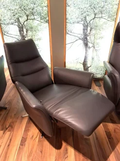 Global Relaxsessel|Relaxsessel Trona S Leder WM Antraciet Anthrazit Kreuzfuß Chrom