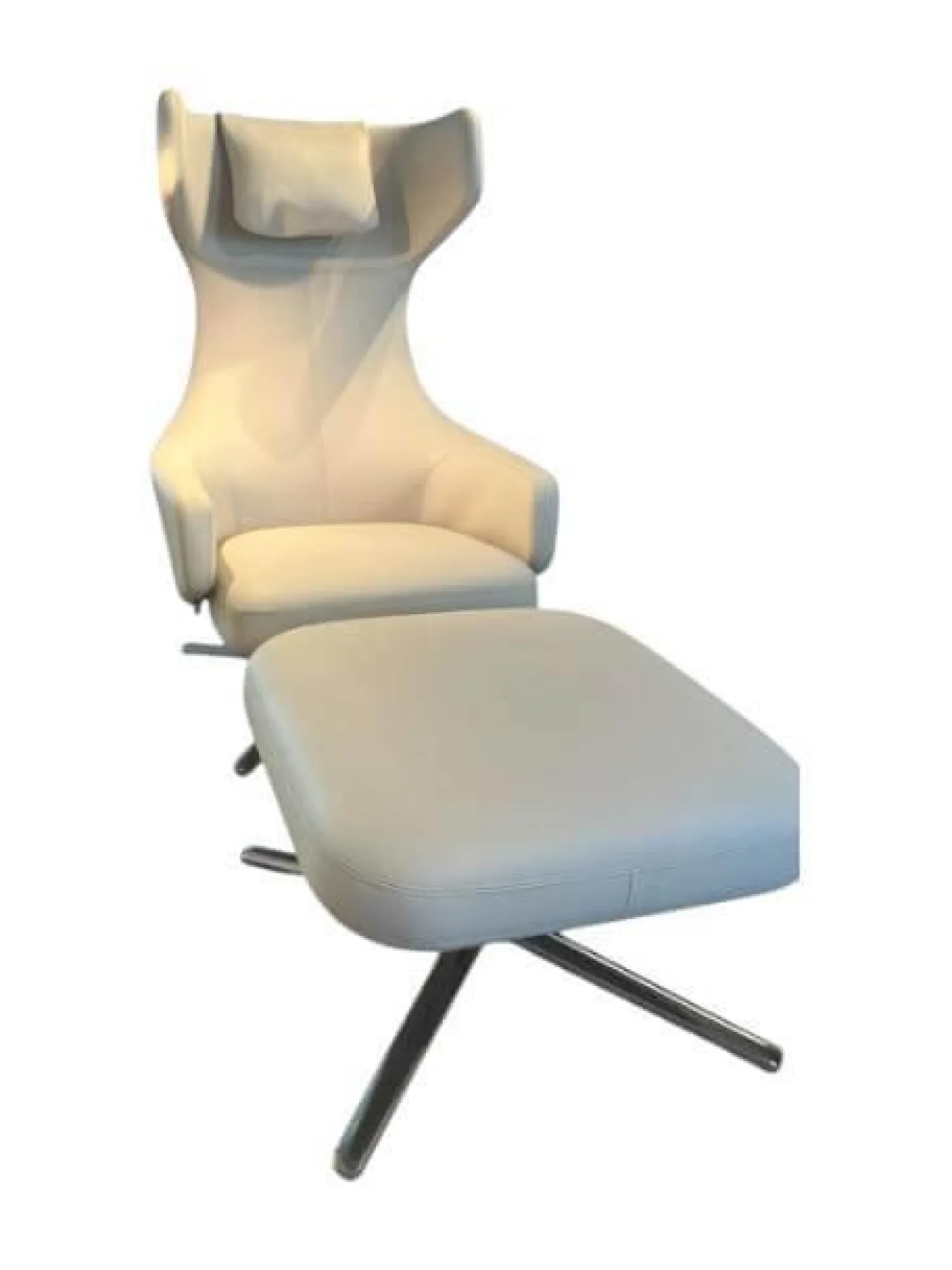 Vitra Relaxsessel|Relaxsessel Grand Repos Leder Premium 73 Ton Grau mit Ottoman