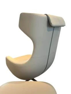 Vitra Relaxsessel|Relaxsessel Grand Repos Leder Premium 73 Ton Grau mit Ottoman