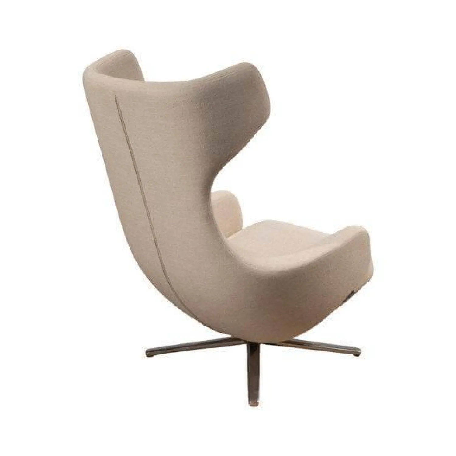 Vitra Relaxsessel|Relaxsessel Grand Repos Stoff Dumet Melange Beige Gestell Aluminium Poliert Inklusive Hocker