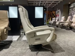 Hukla Relaxsessel|Relaxsessel Husum Nr 1 Medium Leder Credo Weiß Sternfuß Schwarz Motorisch Verstellbar