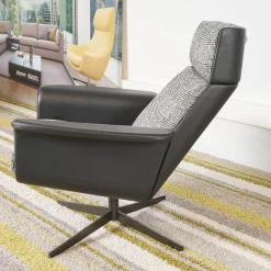 Bielefelder Werkstätten Relaxsessel|Relaxsessel Legend Leder Normandie Schwarz Stoff Scott 191 Grau