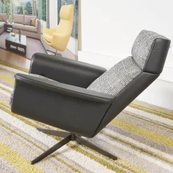 Bielefelder Werkstätten Relaxsessel|Relaxsessel Legend Leder Normandie Schwarz Stoff Scott 191 Grau