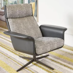 Bielefelder Werkstätten Relaxsessel|Relaxsessel Legend Leder Normandie Schwarz Stoff Scott 191 Grau