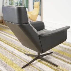 Bielefelder Werkstätten Relaxsessel|Relaxsessel Legend Leder Normandie Schwarz Stoff Scott 191 Grau