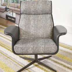 Bielefelder Werkstätten Relaxsessel|Relaxsessel Legend Leder Normandie Schwarz Stoff Scott 191 Grau