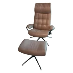 Stressless Relaxsessel|Relaxsessel London High Back Leder Paloma Silver Grey Grau Gestell Star Matt Schwarz Mit Hocker