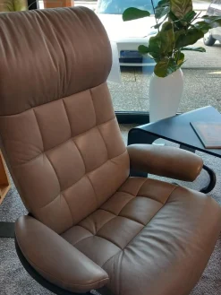 Stressless Relaxsessel|Relaxsessel London High Back Leder Paloma Silver Grey Grau Gestell Star Matt Schwarz Mit Hocker