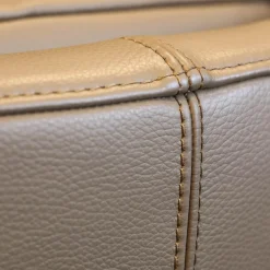 FSM Relaxsessel|Relaxsessel Mate Uni Leder 28 Living 116 Cashmere Beige Tellerfuß Metall RAL 9005 Tiefschwarz Mit Nackenkissen