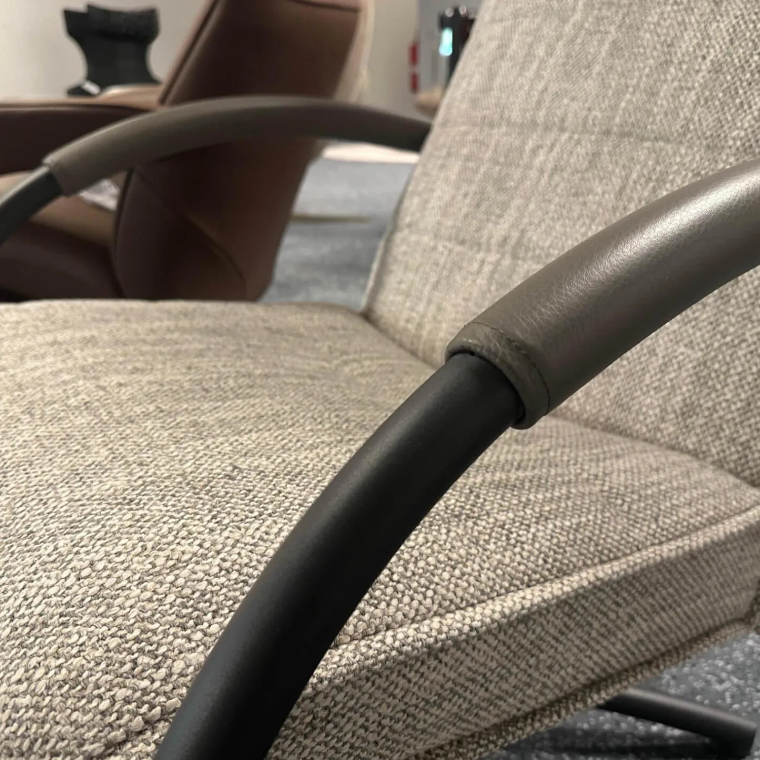 Jori Relaxsessel|Relaxsessel Mensana JR 7260 Mono Move Medi Stoff Dodo C0207 Creme Hellgrau Meliert 5 Sternfuß Dunkelgrau Lackiert