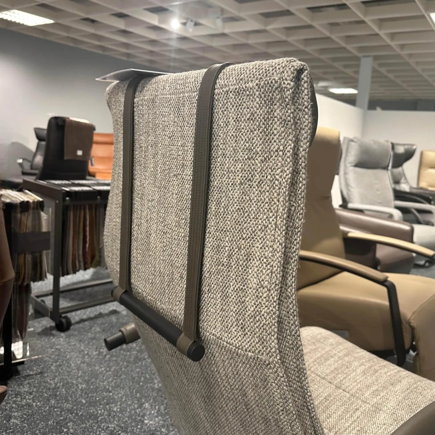 Jori Relaxsessel|Relaxsessel Mensana JR 7260 Mono Move Medi Stoff Dodo C0207 Creme Hellgrau Meliert 5 Sternfuß Dunkelgrau Lackiert