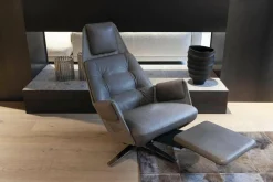 Intertime Relaxsessel|Relaxsessel Mesh Leder Anilina Terra Gestell Chrom mit Relaxfunktion