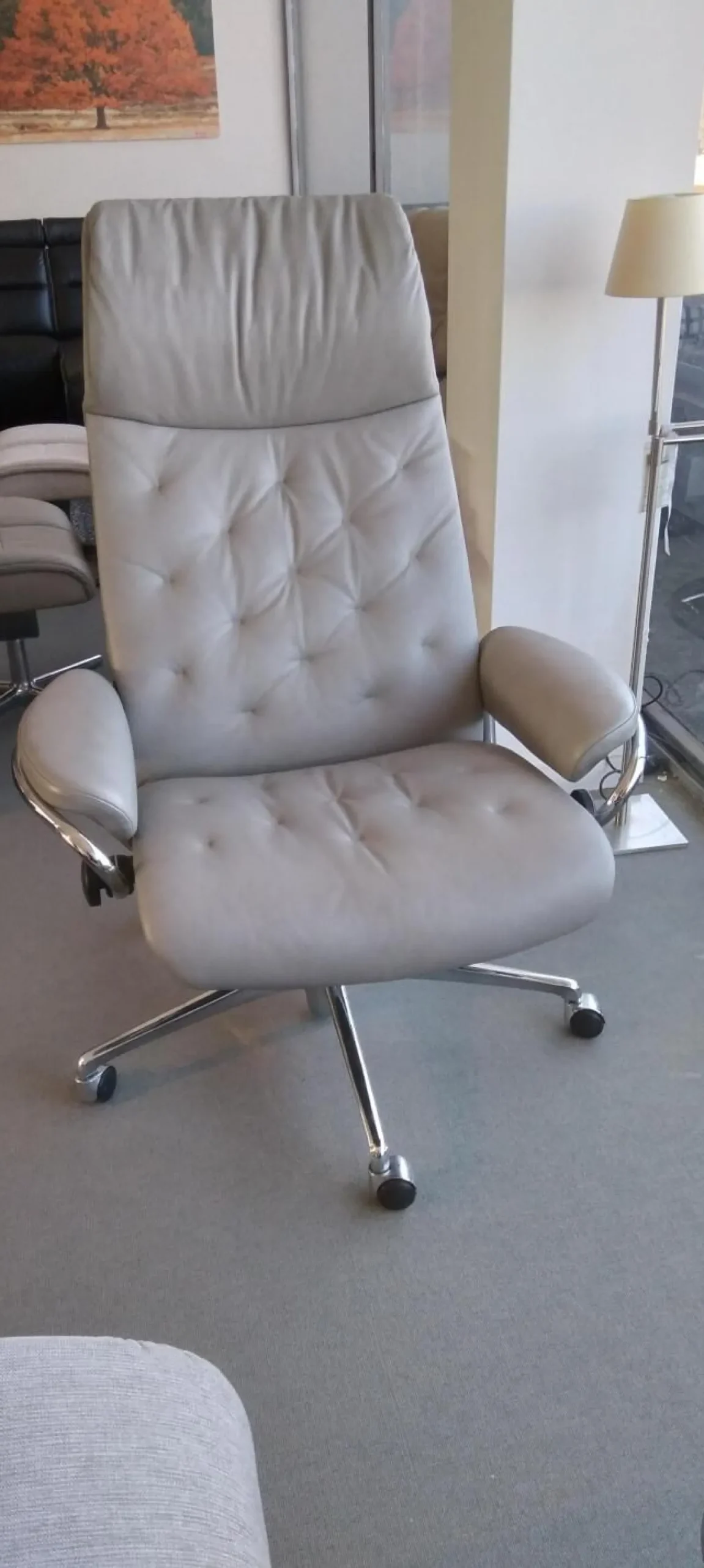 Stressless Bürostühle|Relaxsessel Metro Home Office Leder Paloma Silver Grey Base Mit Hoher Rückenlehne