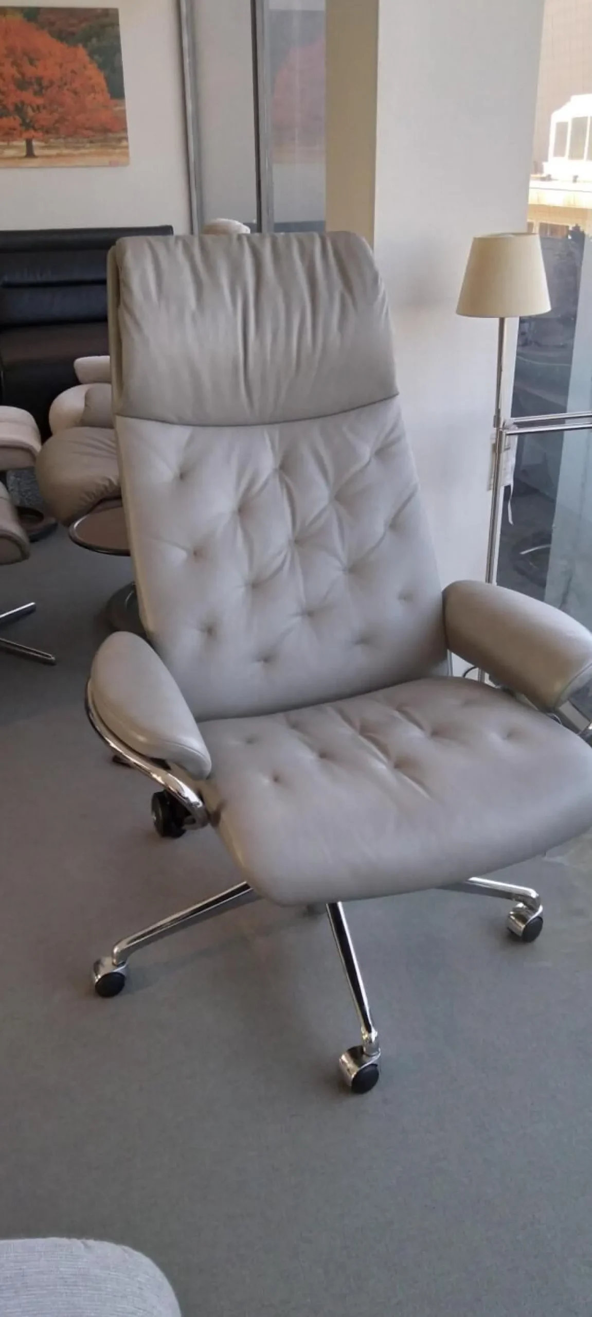 Stressless Bürostühle|Relaxsessel Metro Home Office Leder Paloma Silver Grey Base Mit Hoher Rückenlehne